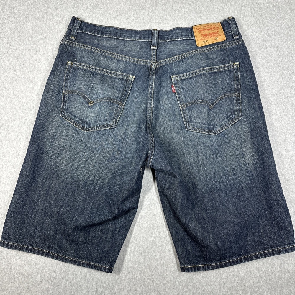 Levis 569‎ Baggy Loose Denim Jean Shorts Men's 36 Y2K Skater Grunge Dark Wash